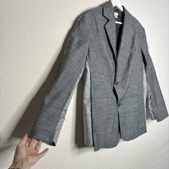 Topshop Deconstructed Pin Stripe Two Toned Gray Suit Blazer (2) Pant (4) - Picture 6 of 16